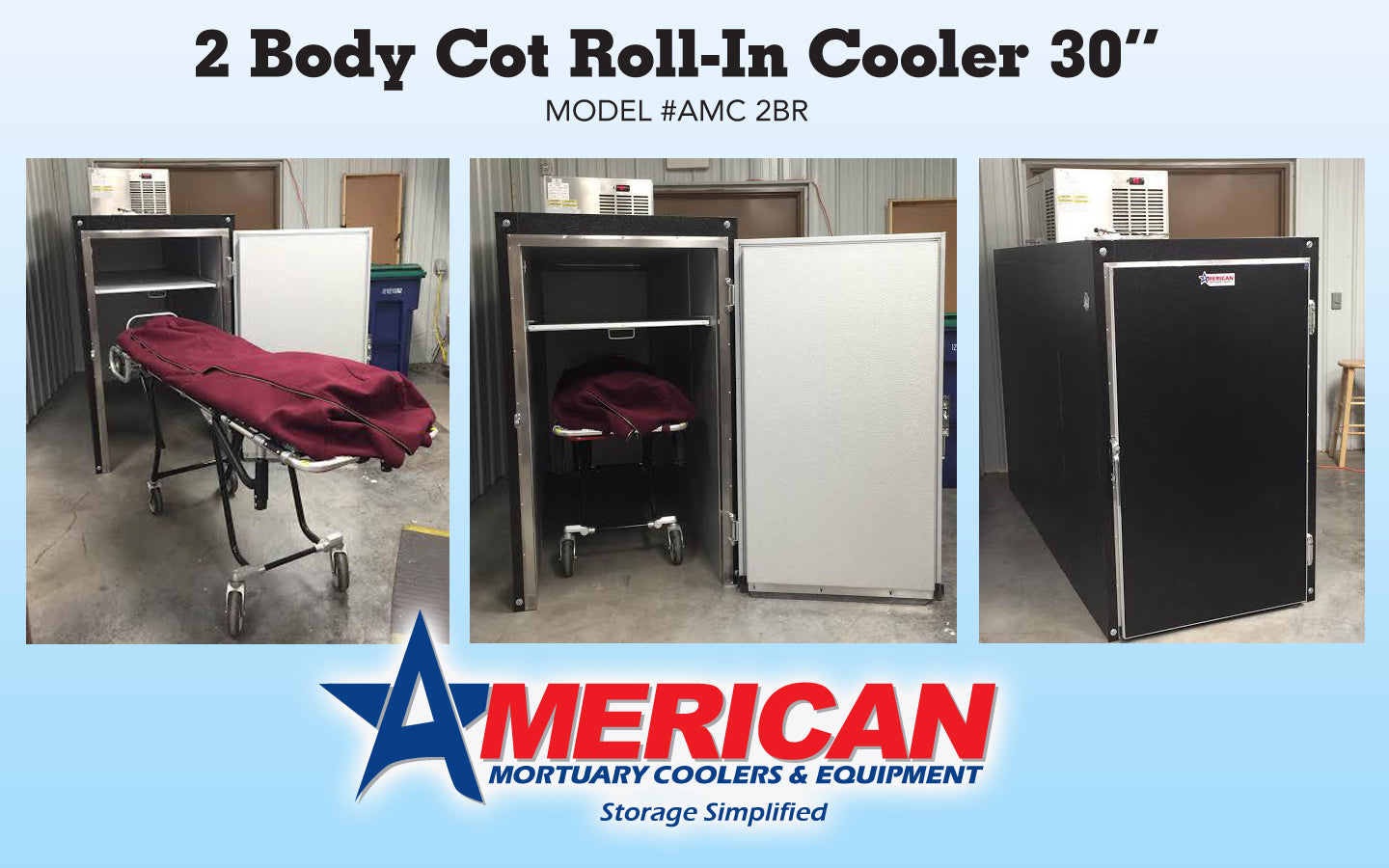 American Mortuary Cooler pictured in upgraded black exterior