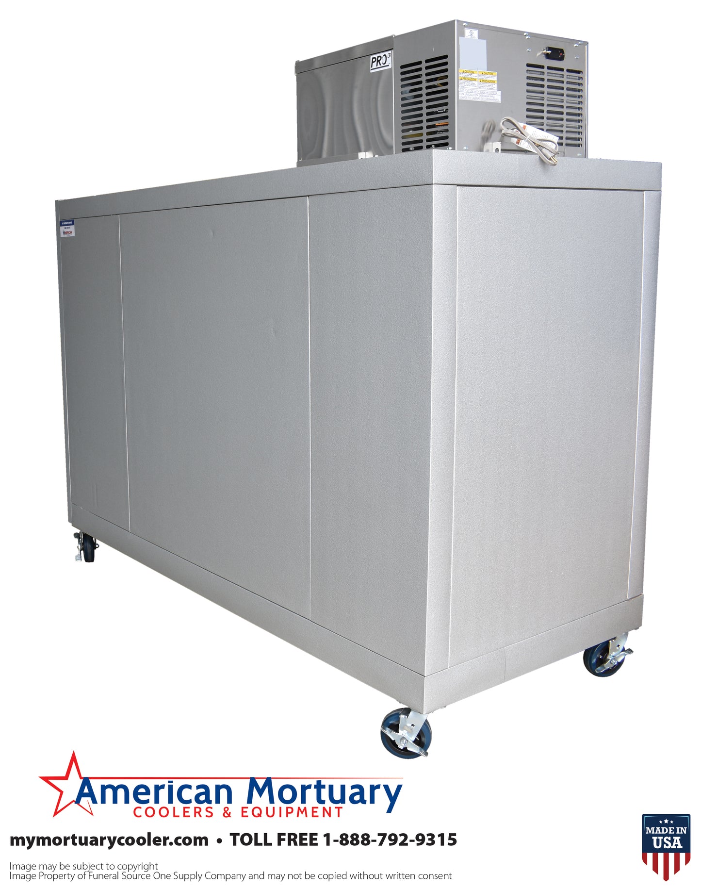 3 Body Oversized Mortuary Cooler with Interior Rolling Rack  Model# 3BX