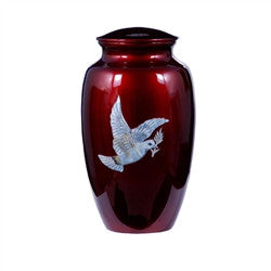 Urn Hand Crafted Burgundy Dove