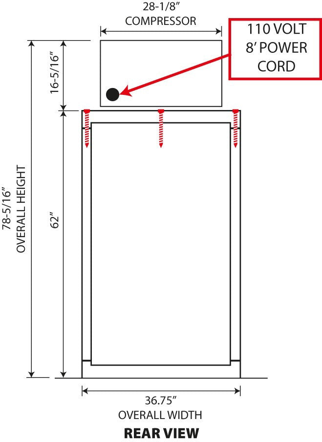 Drawing of Dimensions of 3 Body Mortuary Cooler